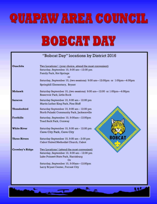 Pack 3055 Bobcat Day Information Saturday September 10